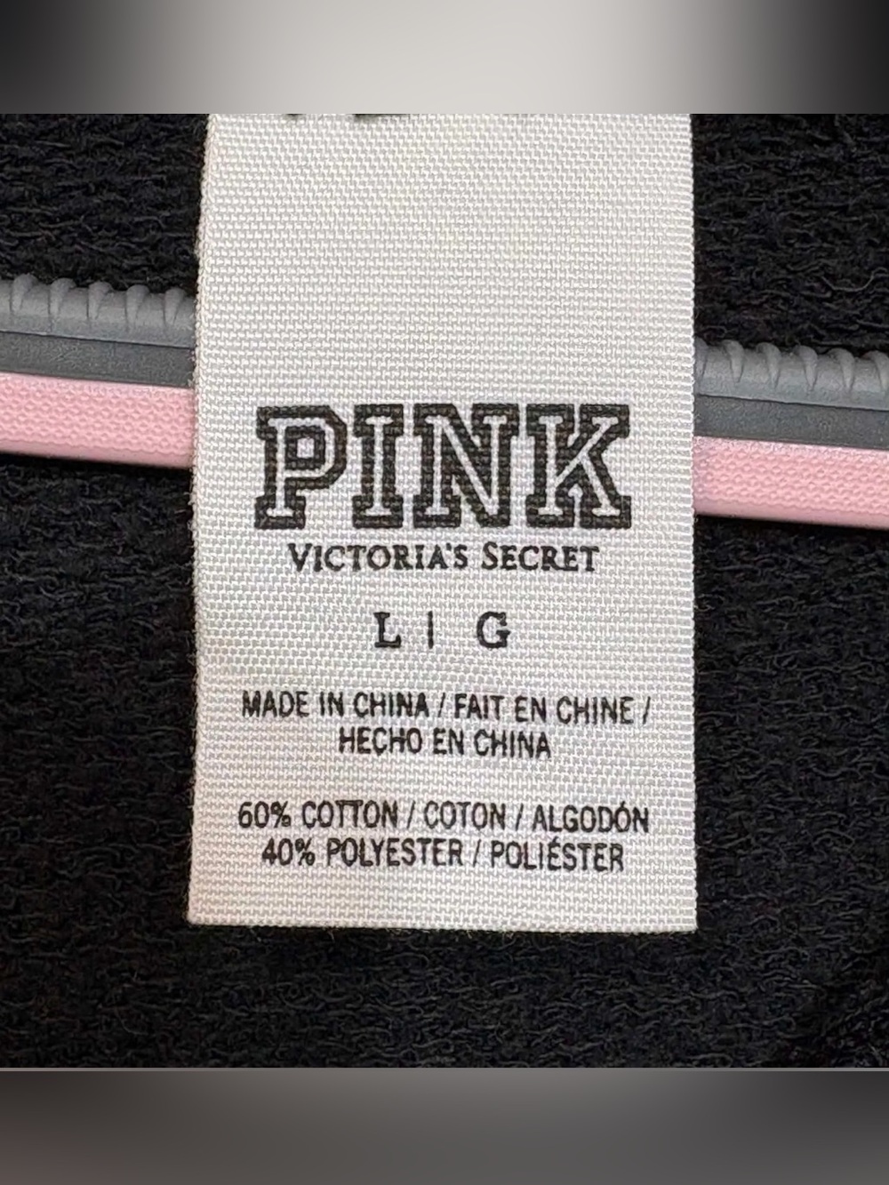 Victoria Secret Pink Sequin Front Black Zip Hoodie - Picture 4 of 5